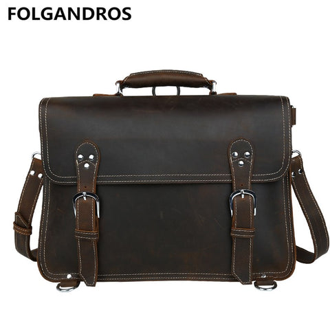 Genuine Leather Handmade Briefcase 2018 Men Business Messenger Shoulder Computer Bag Cowhide
