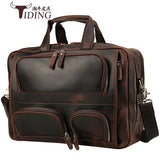 Men'S Briefcase Crazy Horse Leather Business Vintage Travel Brand Laptop Briefcases Handbag Bags