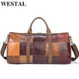 Westal Large Luggage Bag Genuine Leather Men Travel Bags Hand Luggage Waterproof Travel Makeup