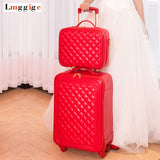 Cabin Luggage And Handbag, 20 Inch Suitcase Set, Red Travel Case,Rolling Trip Bag,Universal Wheel
