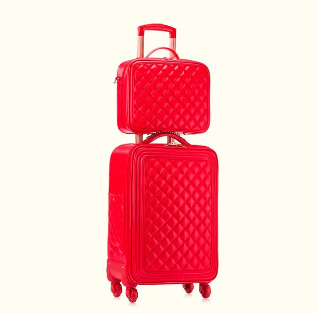 Cabin Luggage And Handbag, 20 Inch Suitcase Set, Red Travel Case,Rolling Trip Bag,Universal Wheel