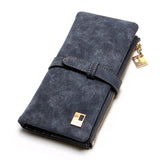 2019 New Fashion Women Wallets Drawstring Nubuck Leather Zipper Wallet Women'S Long Design Purse