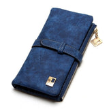 2019 New Fashion Women Wallets Drawstring Nubuck Leather Zipper Wallet Women'S Long Design Purse