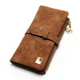 2019 New Fashion Women Wallets Drawstring Nubuck Leather Zipper Wallet Women'S Long Design Purse