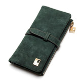 2019 New Fashion Women Wallets Drawstring Nubuck Leather Zipper Wallet Women'S Long Design Purse