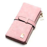 2019 New Fashion Women Wallets Drawstring Nubuck Leather Zipper Wallet Women'S Long Design Purse