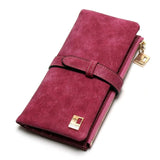 2019 New Fashion Women Wallets Drawstring Nubuck Leather Zipper Wallet Women'S Long Design Purse