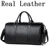 100% Cow Genuine Leather Men Travel Bags Overnight Duffel Bag Weekend Travel Large Business Tote