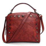 2019 Vintage Leather Crossbody Bags For Women Messenger Bags  Women Famous Brand Handbags Rivet