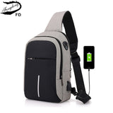 Fengdong Small Usb Charge One Shoulder Bag Men Messenger Bags Male Waterproof Sling Chest Bag