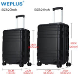 Weplus 2Pcs/Set Travel Suitcase Rolling Luggage Hardside Business Suitcase With Wheels Tsa Lock