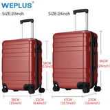 Weplus 2Pcs/Set Travel Suitcase Rolling Luggage Hardside Business Suitcase With Wheels Tsa Lock