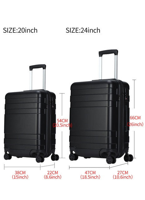 Weplus 2Pcs/Set Travel Suitcase Business Luggage Hardside Rolling Suitcase With Wheels Carry On