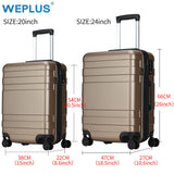 Weplus 2Pcs/Set Travel Suitcase Business Luggage Hardside Rolling Suitcase With Wheels Carry On