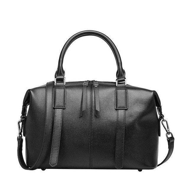 2019 Esufeir Brand Genuine Leather Women Bag Boston Handbag Solid Cowhide Leather Shoulder Bag