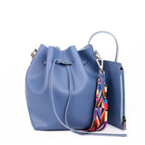 2019 New Fashion Colorful Strap Bucket Bag Women High Quality Pu Leather Shoulder Bag Brand