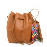 2019 New Fashion Colorful Strap Bucket Bag Women High Quality Pu Leather Shoulder Bag Brand