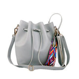 2019 New Fashion Colorful Strap Bucket Bag Women High Quality Pu Leather Shoulder Bag Brand