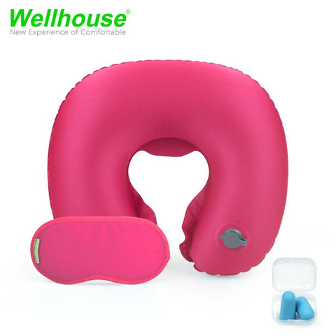 Wellhouse Set Of 3 Inflatable U Shape Neck Pillow Portable Neck Cushion Travel Pillow For Head &