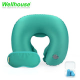 Wellhouse Set Of 3 Inflatable U Shape Neck Pillow Portable Neck Cushion Travel Pillow For Head &