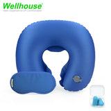 Wellhouse Set Of 3 Inflatable U Shape Neck Pillow Portable Neck Cushion Travel Pillow For Head &
