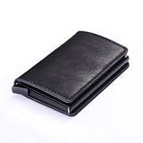 Rfid Blocking Vintage Leather Credit Card Holder Men Aluminum Alloy Business Id Card Case Automatic