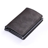 Rfid Blocking Vintage Leather Credit Card Holder Men Aluminum Alloy Business Id Card Case Automatic