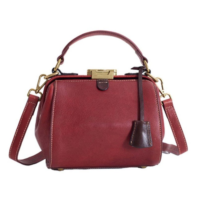 New Original Authentic Shoulder Bag Retro Casual Handbag Simple Doctor Bag Leather Messenger Bag