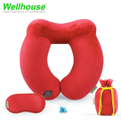 Wellhouse Set Of 4 Inflatable U Shape Neck Pillow Detachable Neck Cushion Kit Washable & Portable