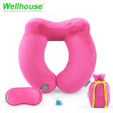 Wellhouse Set Of 4 Inflatable U Shape Neck Pillow Detachable Neck Cushion Kit Washable & Portable