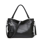 Women'S Handbags Cow Leather Luxury Design Tassel Female Shoulder Bag Large Capacity Casual Tote