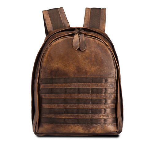 High Quality Genuine Leather Men Backpack Brush Color Knapsack Retro Camouflage Travel Bag Male