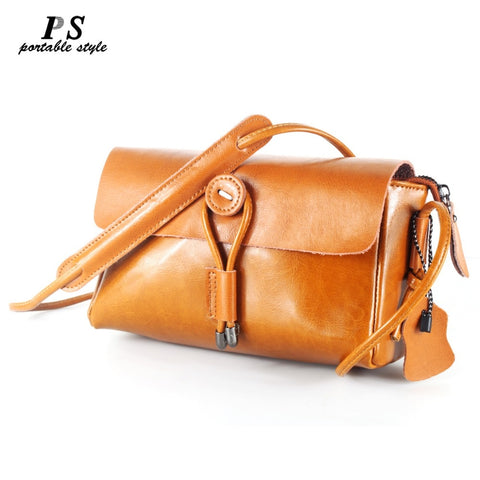 Portable Style 2018 Ladies Luxury Handbags Women Bags Designer Oil Wax Genuine Leather Handbag High