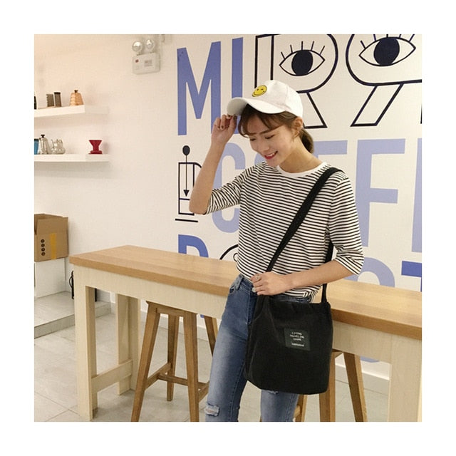 Ladies Duty Canvas Tote Bag Handmade Cotton Shopping School Travel Women Folding Long Shoulder