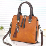 Vintage Pu Leather Ladies Handbags Women Messenger Bags Totestassel Designer Crossbody Shoulder Bag