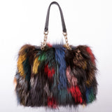 2019 New Brand Women Fashion Handbag Real Colorful Fur Women Tote Bags Large Capacity Fox Fur Chian