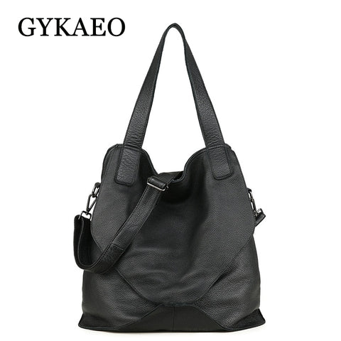 Gykaeo 2019 Korean Cowhide Large Capacity Bucket Tote Bags Handbags Women Famous Brands Genuine
