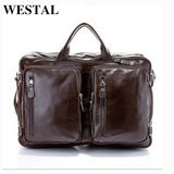 Westal Leather Laptop Bag 17 Genuine Leather Men Bags Large Business Briefcases Computer Bags