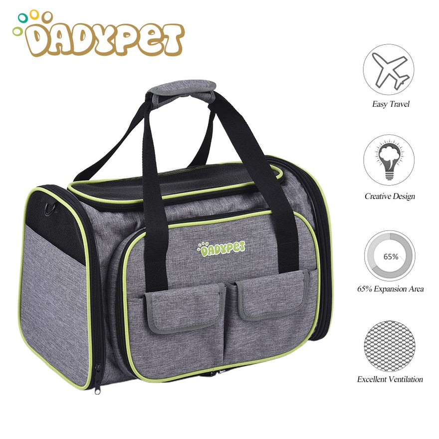 Dadypet Expandable 600D Material Travel Pet Carrier Soft Sided Foldable Pet Dog Cat Carrier Bag