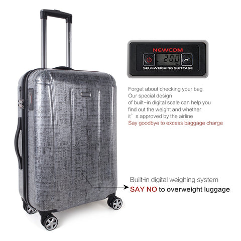 Newcom 100% Pc Travel Luggage Hard Shell Suitcase For Business And Trip With I-Weight System Tsa