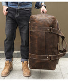 Men Travel Bag Duffle Large Capability  Genuine Leather 27" Weekend Bags 2018 Man Tote Business