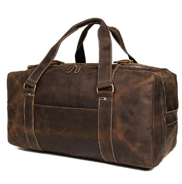 Men Travel Bag Duffle Large Capability  Genuine Leather 27" Weekend Bags 2018 Man Tote Business