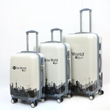 3-Piece Trolley Case, Printed Pattern Lock Luggage,Universal Wheel Suitcase, High Quality Pc