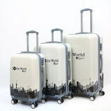 3-Piece Trolley Case, Printed Pattern Lock Luggage,Universal Wheel Suitcase, High Quality Pc