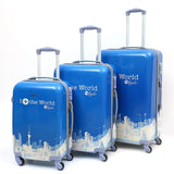 3-Piece Trolley Case, Printed Pattern Lock Luggage,Universal Wheel Suitcase, High Quality Pc