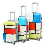 3-Piece Trolley Case, Printed Pattern Lock Luggage,Universal Wheel Suitcase, High Quality Pc