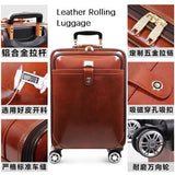 Carrylove High Quality Retro Luxury 16/20/22 Size Cow Leather Rolling Luggage Spinner Brand
