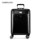 Carrylove High Quality Retro Luxury 16/20/22 Size Cow Leather Rolling Luggage Spinner Brand