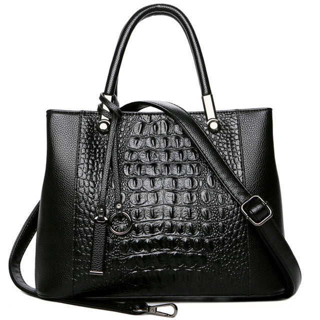 Jiessie & Angela New Brand Designer Crocodile Real Leather Women Tote Bag Fashion Women Cross