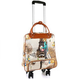 Trolley Trolley 16 "Inch Rolling Luggage Luggage Bag Leather Pu Trolley Bag Women'S Proof D
